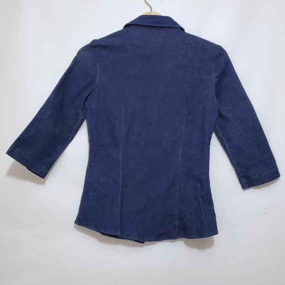 French Connection | Y2K Stretch Denim 3/4 Sleeve Button Up Shirt - Picture 3 of 5